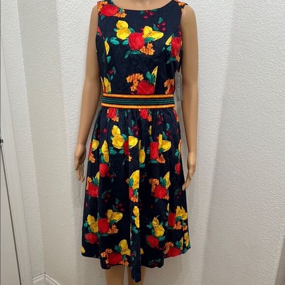 Eva Mendes New York & Company Blue Yellow Red Sleeveless Midi Sz 4 Sundress New - Picture 15 of 17